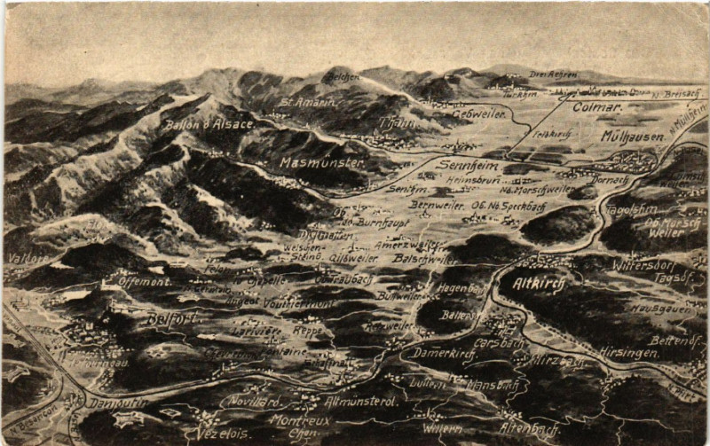 Carte postale ancienne Belfort und das Oberelsass - Das Schlachtfeld in den Vogesen à Altkirch