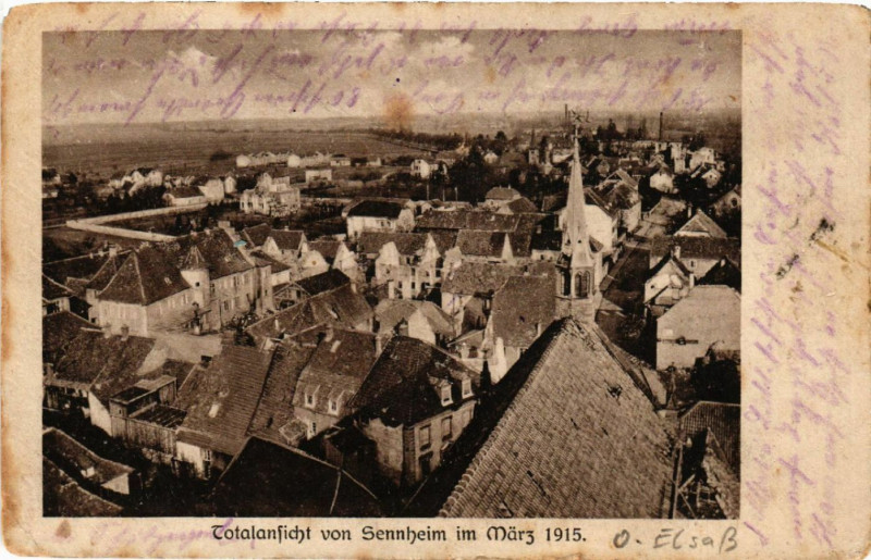 Carte postale ancienne Sennheim - Cernay - Totalansicht - Vue générale - 1915 à Cernay