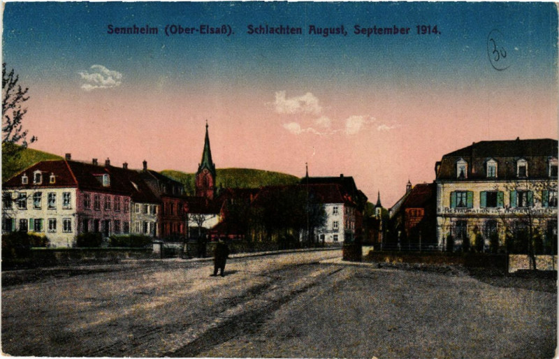 Carte postale ancienne Sennheim - Cernay - Platz Scene à Cernay