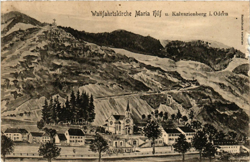 Carte postale ancienne Odern - Wallfahrtskirche Maria Hilf u. Kalvarienberg i. Odern