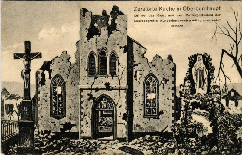 Carte postale ancienne Oberburnhaupt - Zerstorte Kirche in Oberburnhaupt