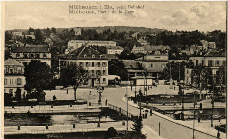 Carte postale ancienne Mulhausen - Mulhouse - Partie de la Gare - Beim Bahnhof à Mulhouse