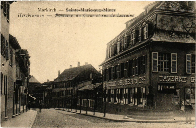 Carte postale ancienne Markirch - Sainte-Marie-aux-Mines - Herzbrunnen - Rue de Lorraine à Sainte-Marie-aux-Mines