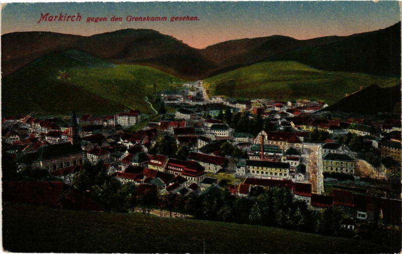Carte postale ancienne Markirch - Sainte-Marie-aux-Mines - Gegen den Grenzkamm gesehen à Sainte-Marie-aux-Mines