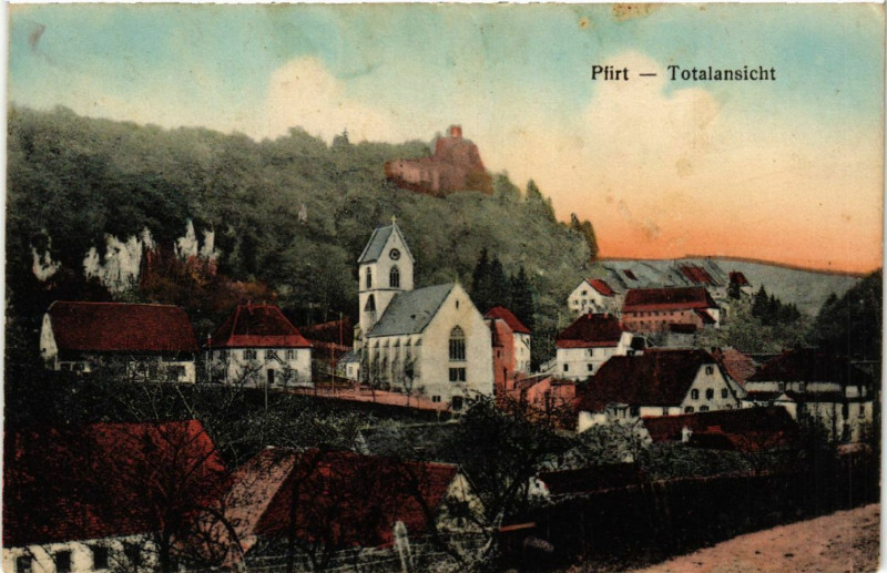 Carte postale ancienne Ferrette - Pfirt - Totalansicht - Vue générale à Ferrette