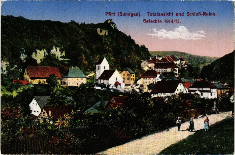 Carte postale ancienne Ferrette - Pfirt - Sundgau - Totalansicht und Schloss-Ruine à Ferrette