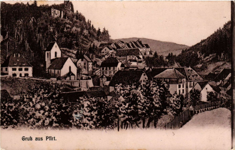 Carte postale ancienne Ferrette - Pfirt - Scene - Vue à Ferrette