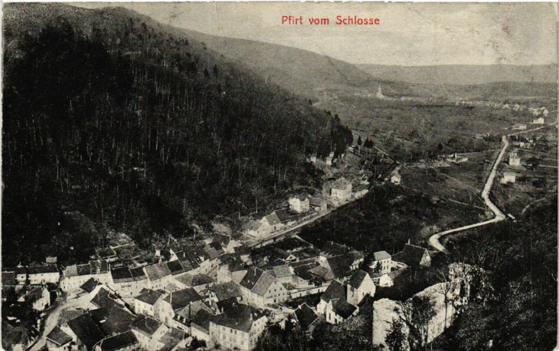 Carte postale ancienne Ferrette - Pfirt - Pfirt vom Schlosse à Ferrette