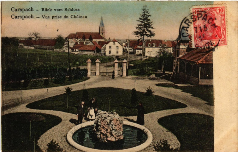 Carte postale ancienne Carspach - Vue prise du Chateau - Blick vom Schloss à Carspach