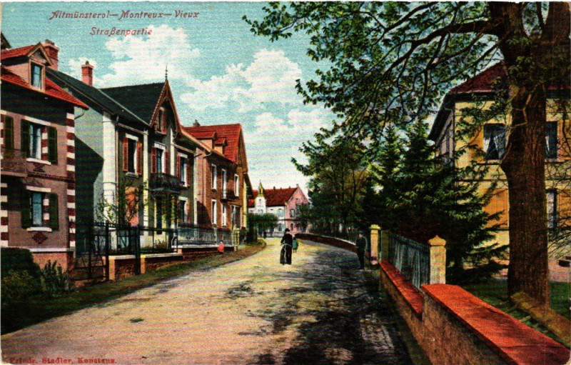 Carte postale ancienne Altmunsterol - Montreux-Vieux - Strassenpartie - Rue - Scene à Montreux-Vieux