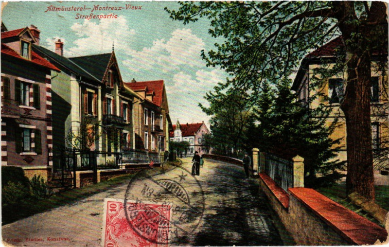Carte postale ancienne Altmunsterol - Montreux-Vieux - Strassenpartie - Rue - Scene à Montreux-Vieux