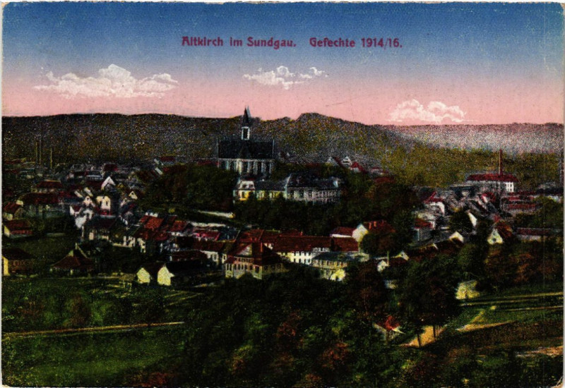 Carte postale ancienne Altkirch im Sundgau - Panorama - GEFECHTe 1914-16 à Altkirch