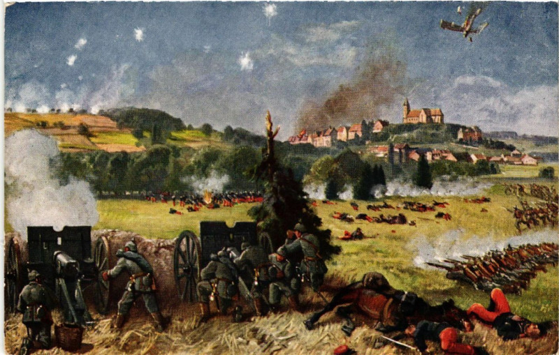 Carte postale ancienne Altkirch - Schlacht b. Altkirch im Elsass - 1914 à Altkirch