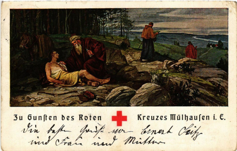 Carte postale ancienne Mulhausen - Mulhouse - Zu Gunsten des Rotes Kreuzes Mulhausen à Mulhouse