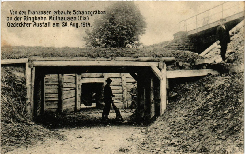 Carte postale ancienne Mulhausen - Mulhouse - Von den Franzosen Erbaute Schanzgraben à Mulhouse