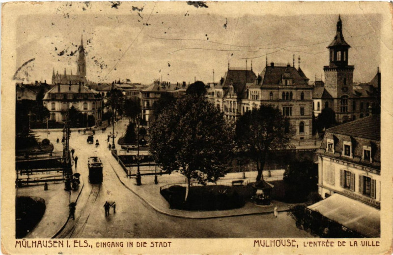 Carte postale ancienne Mulhausen - Mulhouse - L'Entrée de la Ville à Mulhouse