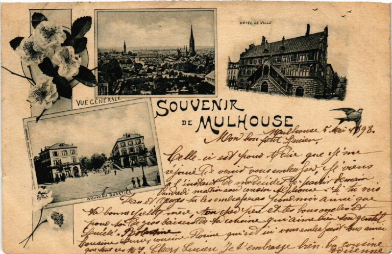 Carte postale ancienne Mulhausen - Mulhouse - Hotel de Ville - Vue générale - Scenes à Mulhouse
