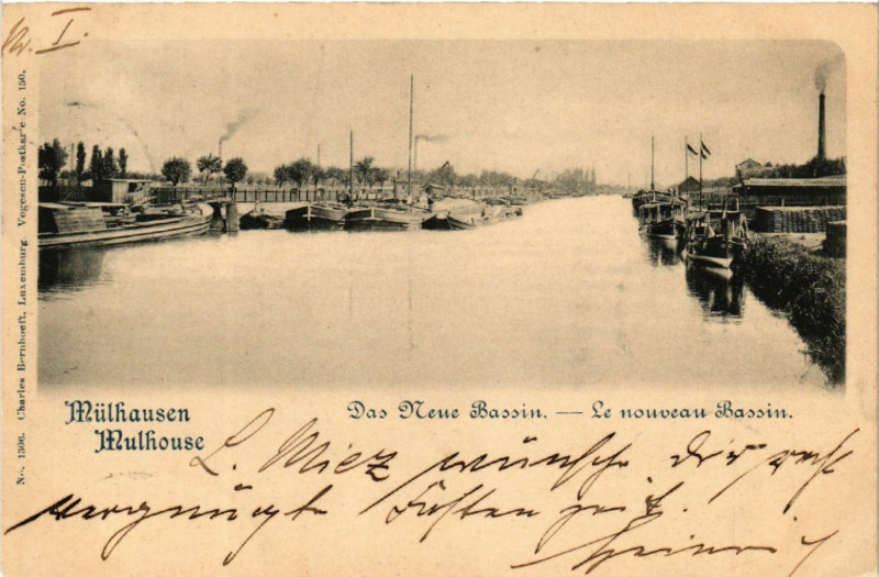 Carte postale ancienne Mulhausen - Mulhouse - Das Neue Bassin - Le Nouveau Bassin à Mulhouse