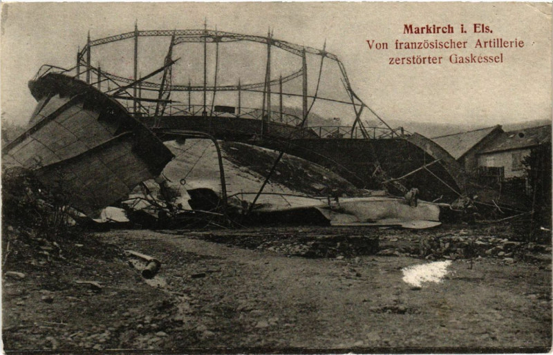 Carte postale ancienne Markirch - Sainte-Marie-aux-Mines - zerstorter Gaskessel à Sainte-Marie-aux-Mines