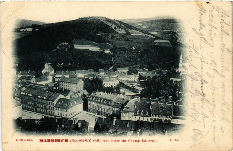 Carte postale ancienne Markirch - Sainte-Marie-aux-Mines - Vue prise du Champ Laurent à Sainte-Marie-aux-Mines