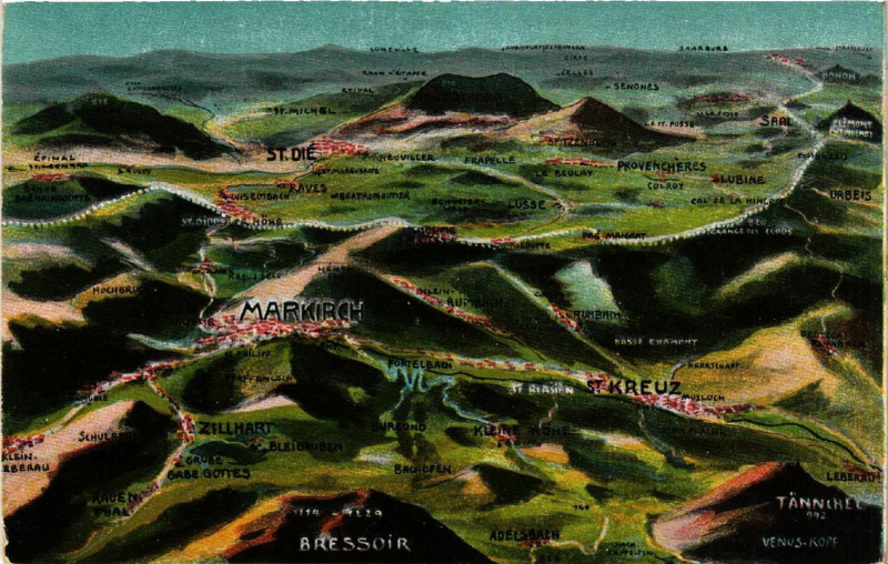 Carte postale ancienne Markirch - Sainte-Marie-aux-Mines - Umgebung - Schlachtfeld à Sainte-Marie-aux-Mines