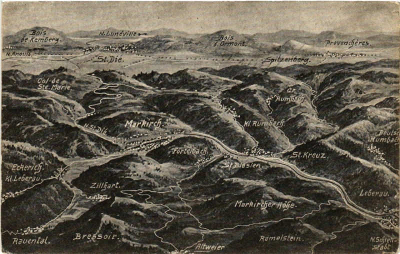 Carte postale ancienne Markirch - Sainte-Marie-aux-Mines - Umgebung - Schlachtfeld à Sainte-Marie-aux-Mines