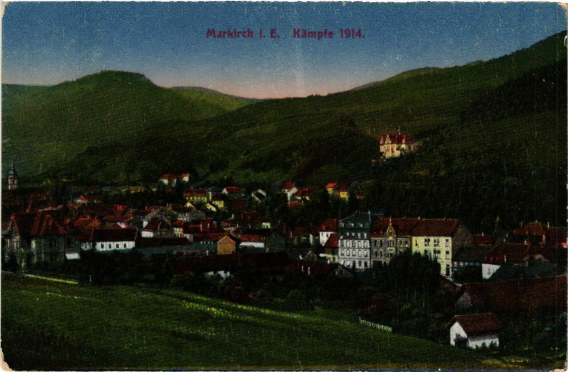 Carte postale ancienne Markirch - Sainte-Marie-aux-Mines - Panorama - Kampfe 1914 à Sainte-Marie-aux-Mines