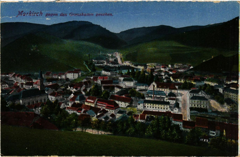 Carte postale ancienne Markirch - Sainte-Marie-aux-Mines - Gegen den Grenzkamm Gesehen à Sainte-Marie-aux-Mines