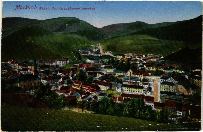 Carte postale ancienne Markirch - Sainte-Marie-aux-Mines - Gegen den Grenzkamm Gesehen à Sainte-Marie-aux-Mines
