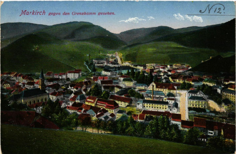 Carte postale ancienne Markirch - Sainte-Marie-aux-Mines - Gegen den Grenzkamm Gesehen à Sainte-Marie-aux-Mines