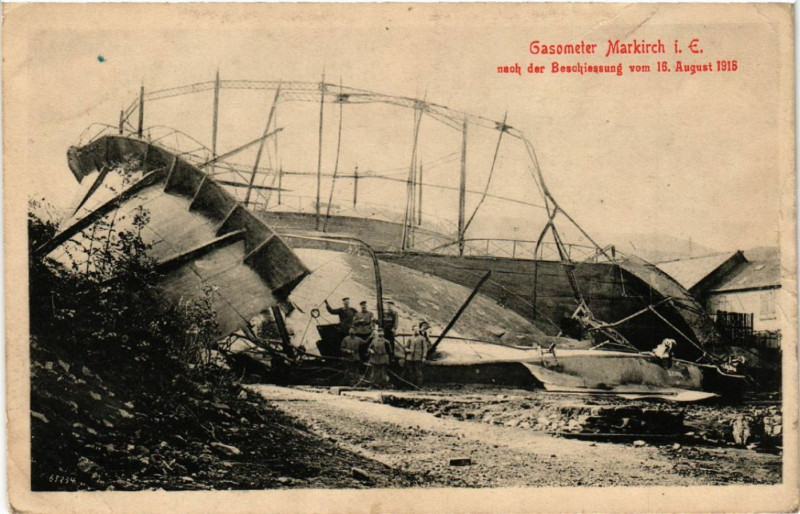 Carte postale ancienne Markirch - Sainte-Marie-aux-Mines - Gasometer Markirch - 1916 à Sainte-Marie-aux-Mines