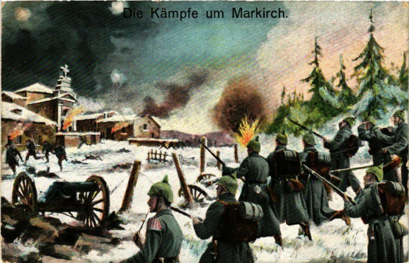 Carte postale ancienne Markirch - Sainte-Marie-aux-Mines - Die Kampfe um Markirch à Sainte-Marie-aux-Mines