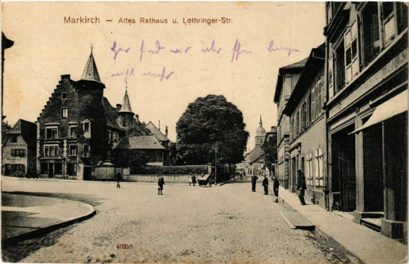 Carte postale ancienne Markirch - Sainte-Marie-aux-Mines - Altes Rathaus - Loth.-Str. à Sainte-Marie-aux-Mines