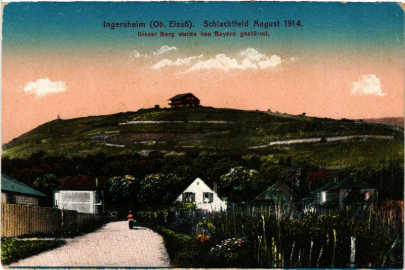 Carte postale ancienne Ingersheim Dieser Berg wurde von Bayern Gesturmt Schlacht 1914 à Ingersheim