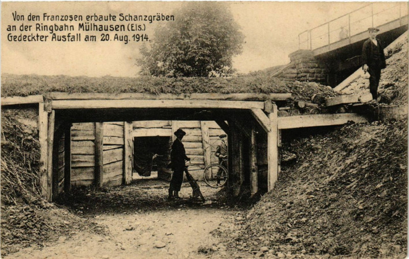 Carte postale ancienne Mulhausen - Mulhouse - Von den Franzosen Erbaute Schanzgraben à Mulhouse