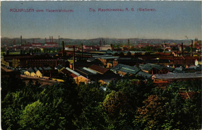 Carte postale ancienne Mulhausen Mulhouse vom Hasenrainturm Els Maschinenbau A.-G. à Mulhouse
