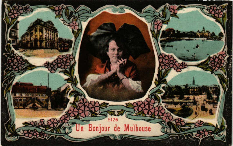Carte postale ancienne Mulhausen - Mulhouse - Un Bonjour de Mulhouse - Scenes à Mulhouse