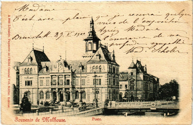 Carte postale ancienne Mulhausen - Mulhouse - Poste à Mulhouse