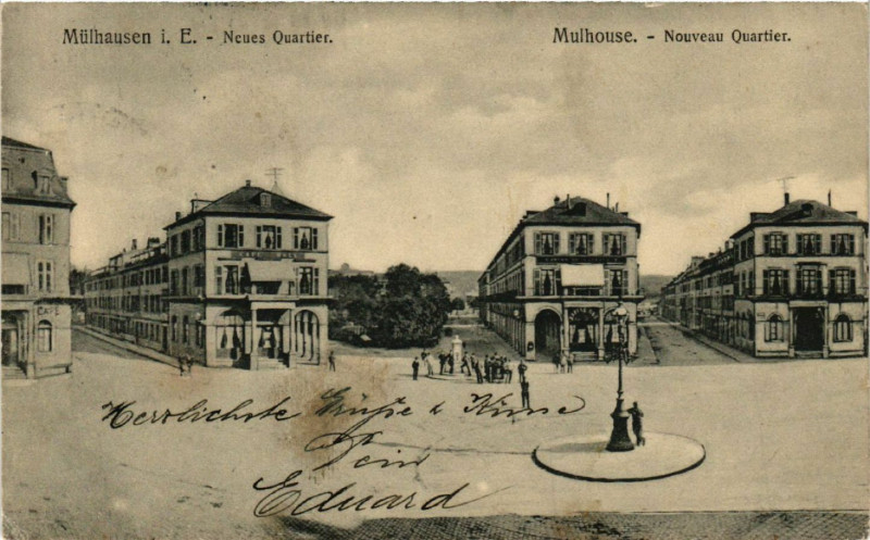 Carte postale ancienne Mulhausen - Mulhouse - Nouveau Quartier - Neues Quartier à Mulhouse