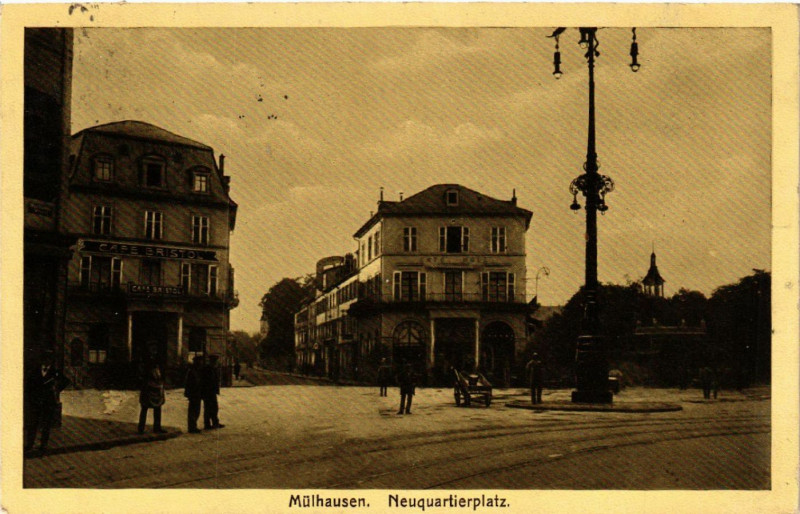 Carte postale ancienne Mulhausen - Mulhouse - Neuquartierplatz à Mulhouse