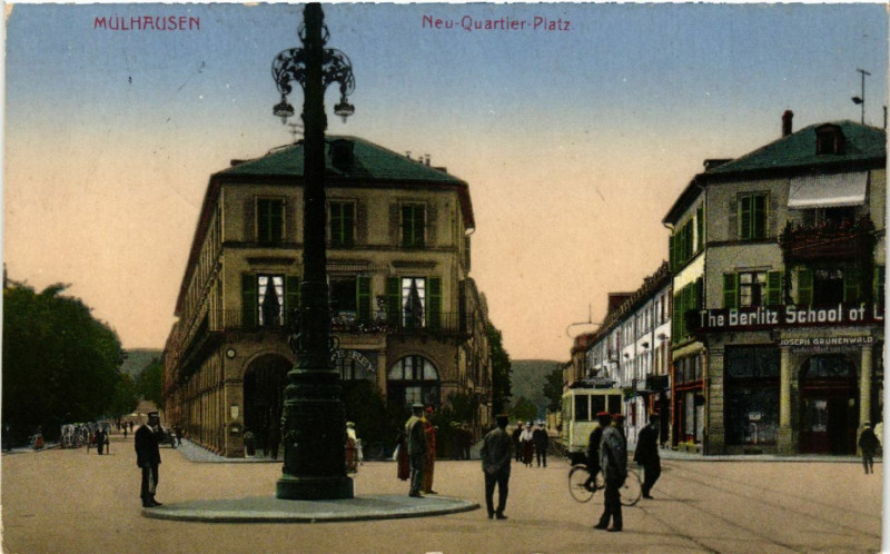 Carte postale ancienne Mulhausen - Mulhouse - Neu-Quartier-Platz à Mulhouse