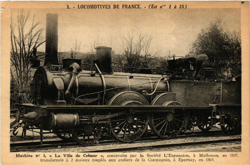 Carte postale ancienne Mulhausen Mulhouse Locomotives de France La Ville de Colmar à Mulhouse