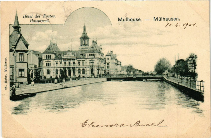 Carte postale ancienne Mulhausen - Mulhouse - Hotel des Postes - Hauptpost à Mulhouse