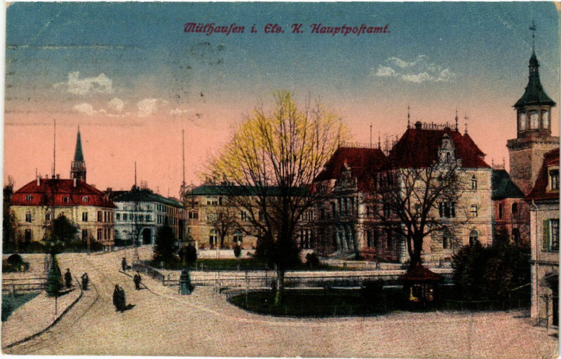 Carte postale ancienne Mulhausen - Mulhouse - Hauptpostamt à Mulhouse