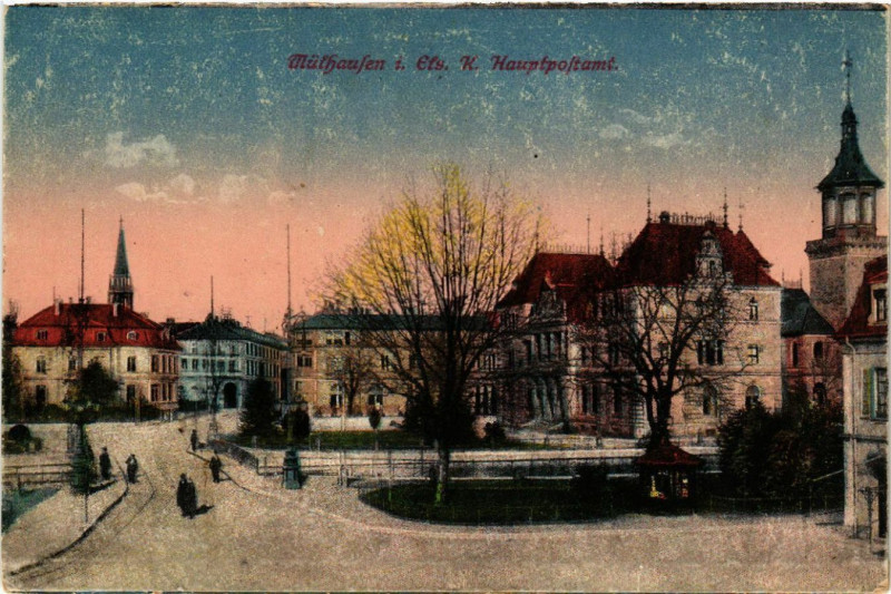 Carte postale ancienne Mulhausen - Mulhouse - Hauptpostamt à Mulhouse