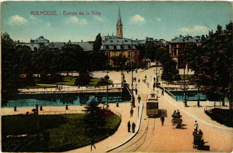 Carte postale ancienne Mulhausen - Mulhouse - Entrée de la Ville à Mulhouse