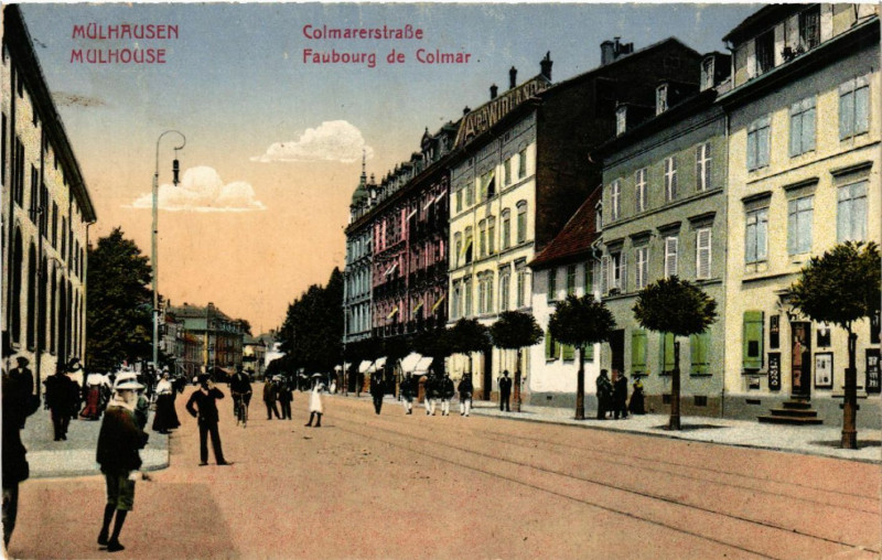 Carte postale ancienne Mulhausen - Mulhouse - COLMARerstrasse - Faubourg de Colmar à Mulhouse