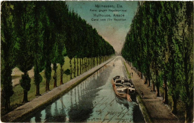 Carte postale ancienne Mulhausen - Mulhouse - Canal vers l'Ile Napoleon à Mulhouse