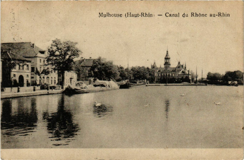 Carte postale ancienne Mulhausen - Mulhouse - Canal du Rhone au-Rhin - Haut-Rhin à Mulhouse