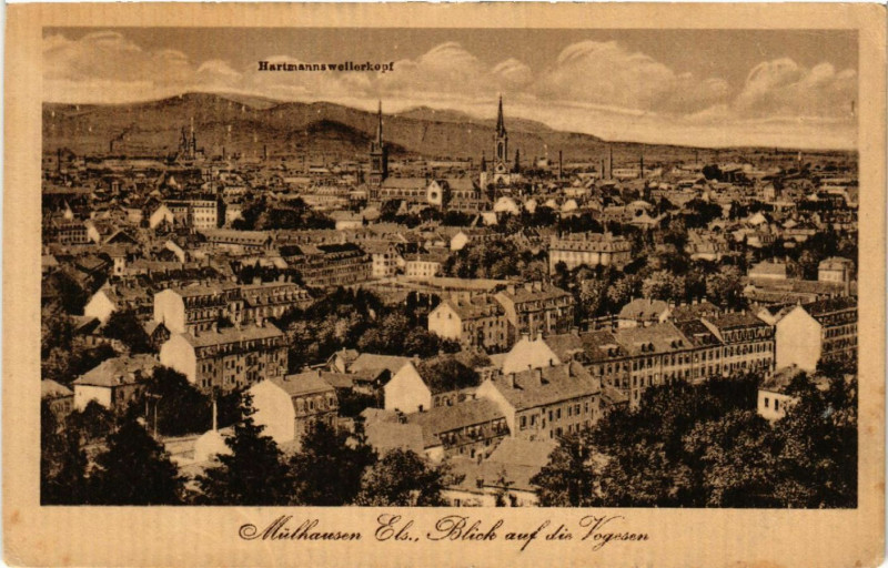 Carte postale ancienne Mulhausen Mulhouse Blick auf die Vogesen Hartmannsweiler Kopf à Mulhouse